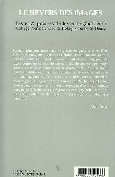 LE REVERS DES IMAGES, Textes et poèmes d'adolescents (9782738494306-back-cover)