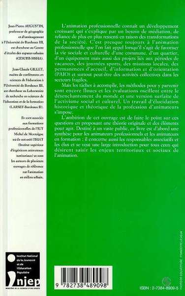 ANIMATION PROFESSIONNELLE, Histoire, acteurs, enjeux (9782738489098-back-cover)