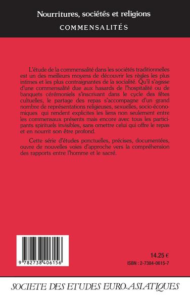Nourritures, sociétés et religions, Commensalités (9782738406156-back-cover)