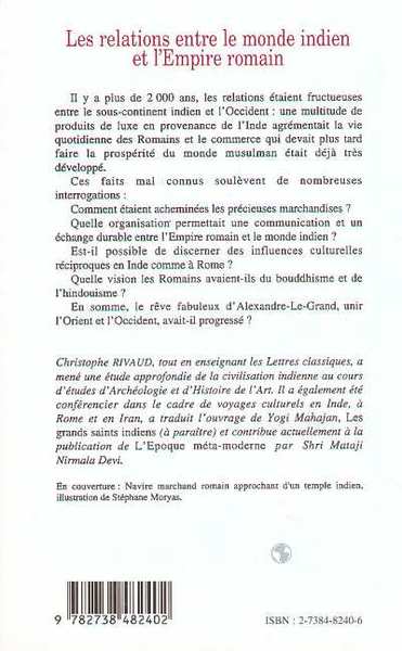 LES RELATIONS ENTRE LE MONDE INDIEN ET L'EMPIRE ROMAIN - Romaka, Une introduction (9782738482402-back-cover)