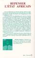 Repenser l'État africain, Ses dimensions et prérogatives (9782738423405-back-cover)