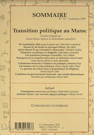 Confluences Méditerranée, Transition politique au Maroc (9782738479976-back-cover)