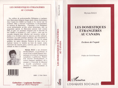 LES DOMESTIQUES ETRANGERES AU CANADA, Esclaves de lespoir (9782738475008-front-cover)