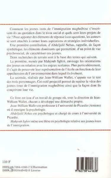 Les perspectives des jeunes issus de l'immigration maghrébine (9782738441638-back-cover)