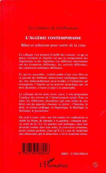 L'ALGERIE CONTEMPORAINE, Bilan et solutions pour sortir de la crise (9782738488046-back-cover)