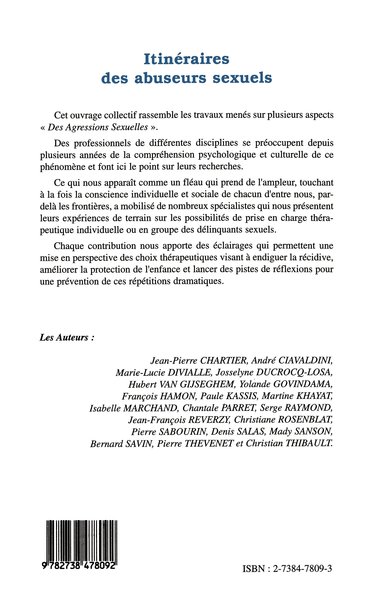 ITINÉRAIRES DES ABUSEURS SEXUELS (9782738478092-back-cover)