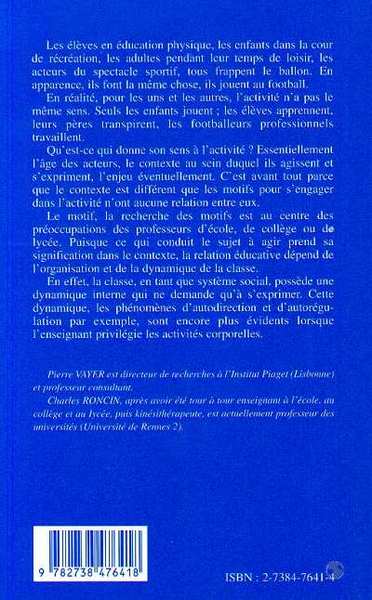 PSYCHOLOGIE DES ACTIVITES CORPORELLES (9782738476418-back-cover)