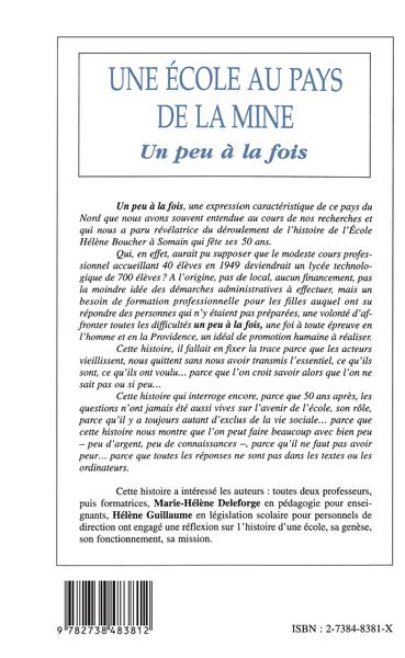 ECOLE (UNE) AU PAYS DE LA MINE, Un peu à la fois (9782738483812-back-cover)