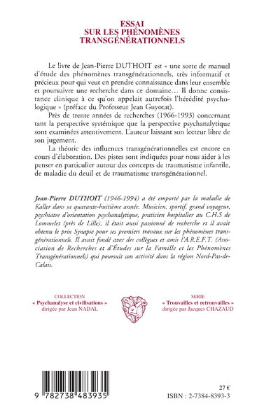 ESSAI SUR LES PHÉNOMÈNES TRANSGÉNÉRATIONNELS, Les dents des fils (9782738483935-back-cover)