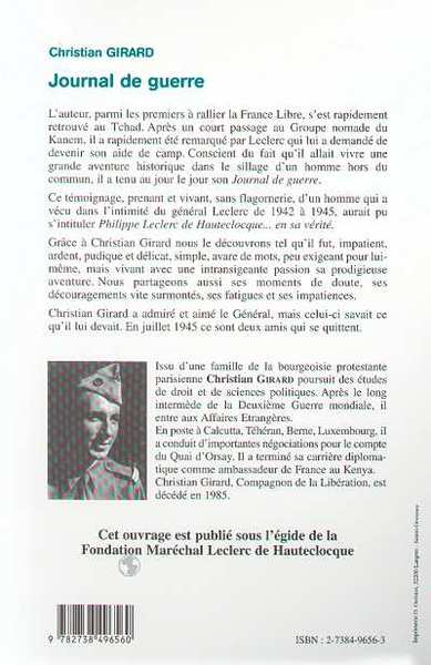 JOURNAL DE GUERRE 1939 -1945, Témoignage (9782738496560-back-cover)