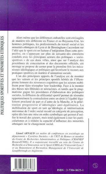 POLITIQUES SPORTIVES ET MINORITES ETHNIQUES (9782738486233-back-cover)