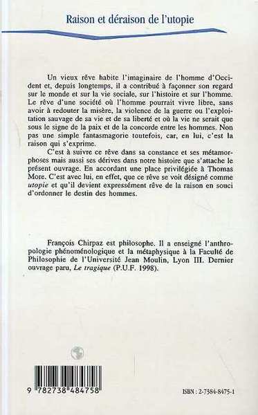 RAISON ET DÉRAISON DE L'UTOPIE (9782738484758-back-cover)