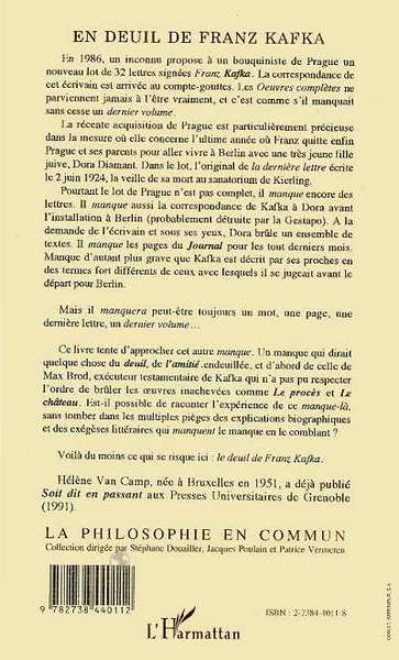 En deuil de Franz Kafka (9782738440112-back-cover)