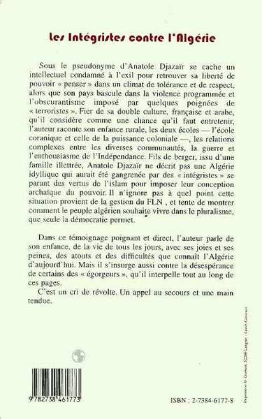 LES INTEGRISTES CONTRE L'ALGERIE (9782738461773-back-cover)