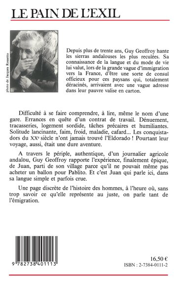 Le pain de l'exil, Un journalier andalou en France (9782738401113-back-cover)
