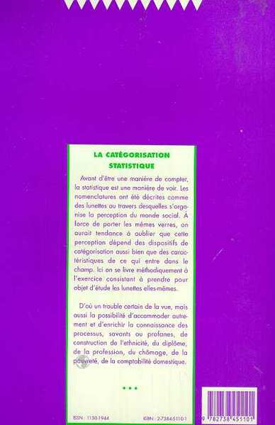 Sociétés Contemporaines, La catégorisation statistique (9782738451101-back-cover)