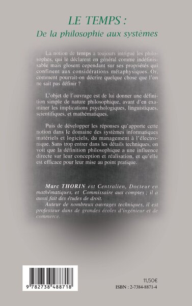 LE TEMPS : DE LA PHILOSOPHIE AUX SYSTEMES (9782738488718-back-cover)