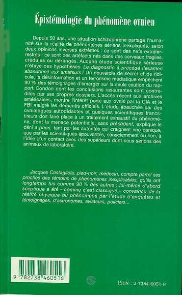 Epistémologie du phénomène ovnien ou cinquante ans de déni scientifique (9782738460516-back-cover)