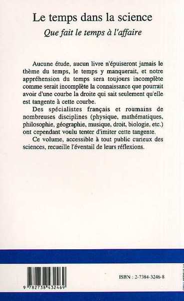 Le temps sans la science, Que fait le temps à l'affaire? (9782738432469-back-cover)