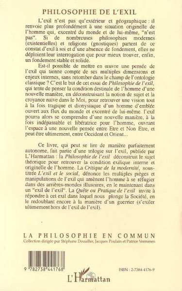 La philosophie de l'exil (9782738441768-back-cover)