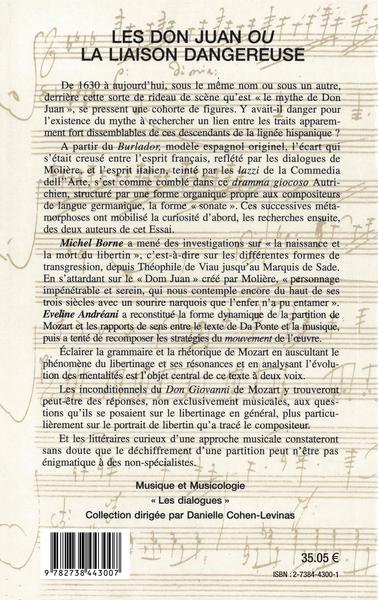 Les Don Juan ou La Liaison dangereuse, Littérature et musique (9782738443007-back-cover)