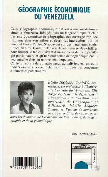 Géographie économique du Venezuela (Traduit de l'espagnol par Michèle Baud-Belaich) (9782738452092-back-cover)