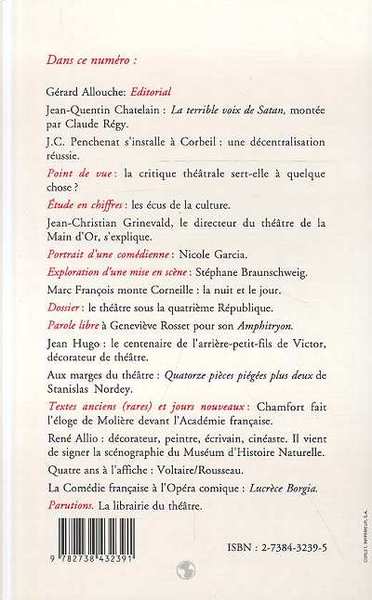 Coups de théâtre, Le théâtre sous la quatrième république (9782738432391-back-cover)