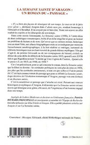 LA SEMAINE SAINTE D'ARAGON : UN ROMAN DU " PASSAGE " (9782738491190-back-cover)