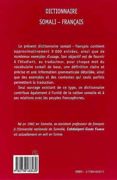 DICTIONNAIRE SOMALI-FRANÇAIS (9782738483430-back-cover)