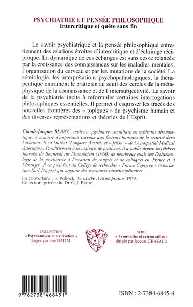 Psychiatrie et Pensée Philosophique, Intercritique et quête sans fin (9782738468451-back-cover)