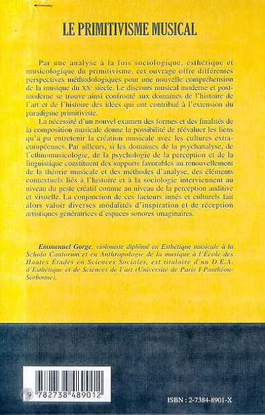 LE PRIMITIVISME MUSICAL, Facteurs et genèse d'un paradigme esthétique (9782738489012-back-cover)