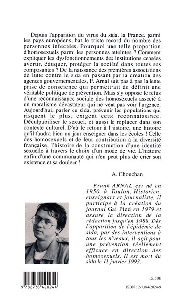 Résister ou disparaître? Les homosexuels face au sida, Prévention de 1982 à 1992 (9782738420244-back-cover)