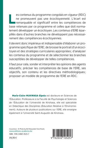 Compétences de base d'un éco-citoyen, Stratégies de mise en oeuvre d'un curriculum intégrateur pour l'éducation environnementale (9782806105257-back-cover)