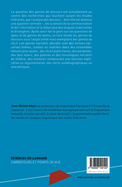 Genres de récits, Narrativité et généricité des textes (9782806100122-back-cover)