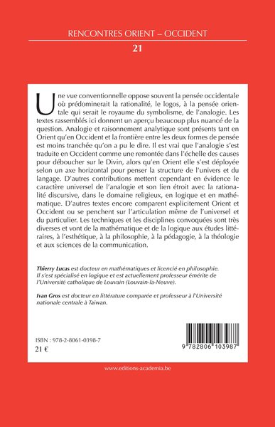 Logos et analogia, La pensée analogique entre Orient et Occident (9782806103987-back-cover)