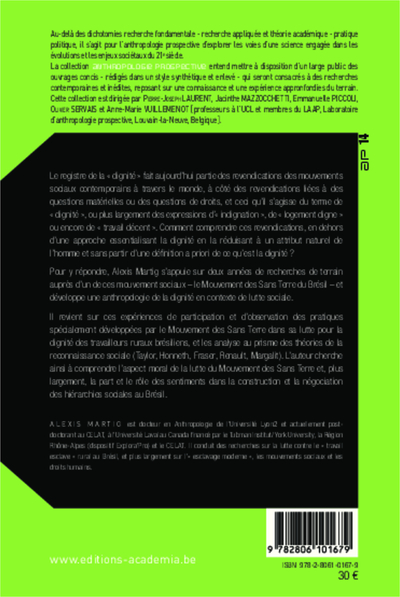 La reconnaissance sociale et le Mouvement des Sans Terre du Brésil (9782806101679-back-cover)