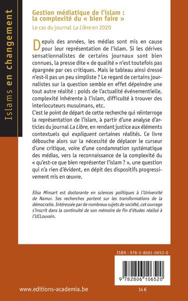 Gestion médiatique de l'islam : la complexité du « bien faire », Le cas du journal La Libre en 2020 (9782806106520-back-cover)
