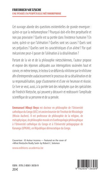 Friedrich Nietzsche, Une pensée en perpétuelle métamorphose (9782806136589-back-cover)