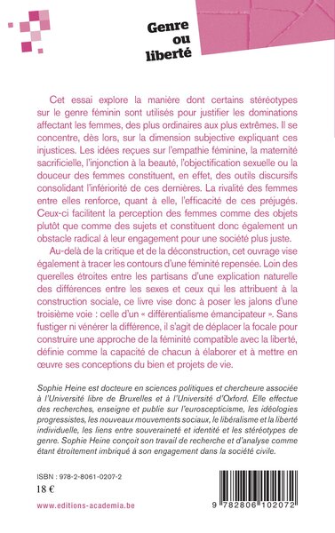 Genre ou liberté, Vers une féminité repensée (9782806102072-back-cover)