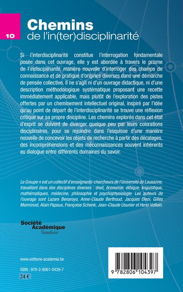 Chemins de l'in(ter)disciplinarité, Connaissance, corps, langage (9782806104397-back-cover)