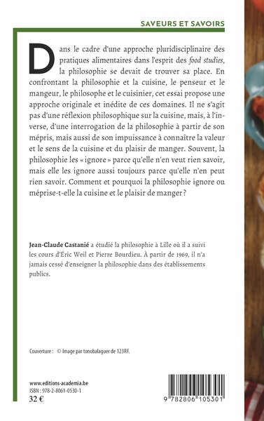 Critique de la faculté de manger, La philosophie, la cuisine et la mort (9782806105301-back-cover)
