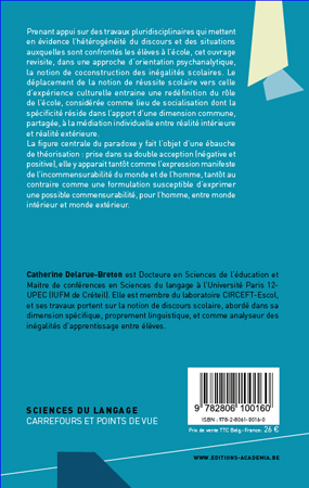 Discours scolaire et paradoxe (9782806100160-back-cover)