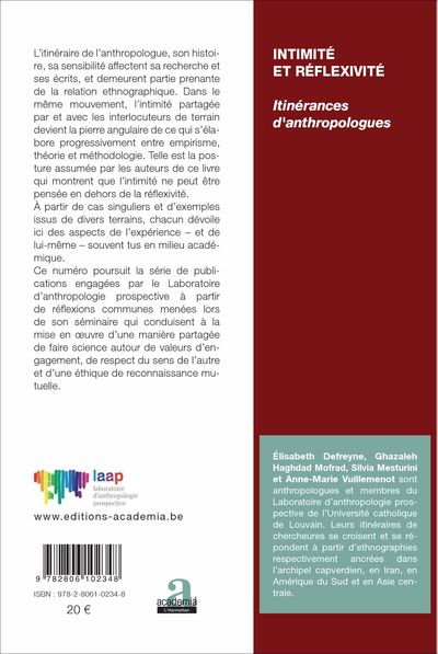 Intimité et réflexivité, Itinérances d'anthropologues (9782806102348-back-cover)