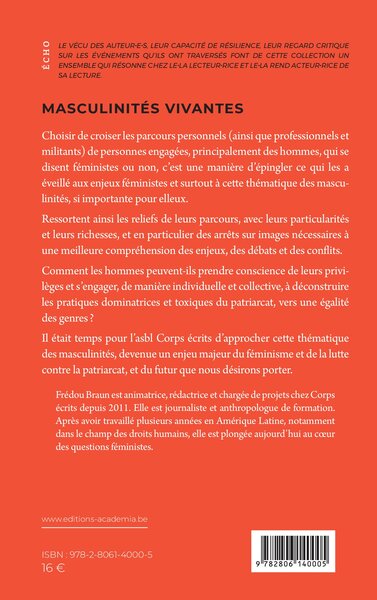 Masculinités vivantes, Parcours entrecroisés d’hommes engagés (9782806140005-back-cover)