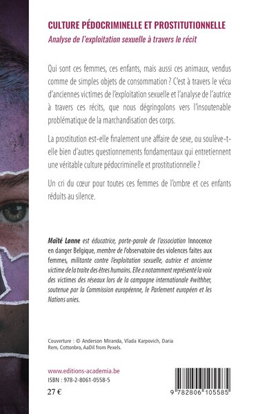 Culture pédocriminelle et prostitutionnelle, Analyse de l'exploitation sexuelle à travers le récit (9782806105585-back-cover)