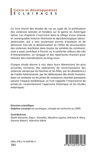 Violences politiques fondées sur le genre, Études latino-américaines (9782140497964-back-cover)