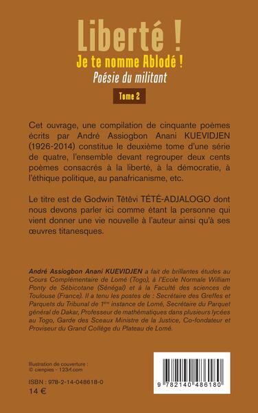 Liberté ! Je te nomme Ablodé !, Poésie du militant (9782140486180-back-cover)