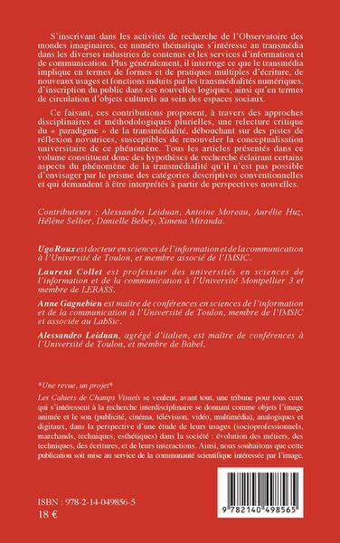 Cahiers de champs visuels, Mondes imaginaires et univers transmédiatiques (9782140498565-back-cover)