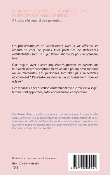 Vie affective et sexuelle de l'adolescent en situation de handicap mental, À travers le regard des parents... (9782140489457-back-cover)