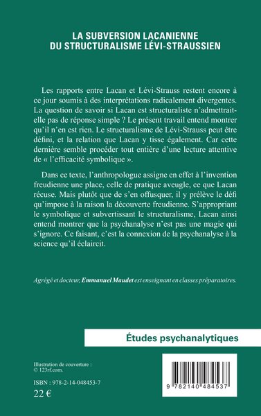 La subversion lacanienne du structuralisme lévi-straussien (9782140484537-back-cover)